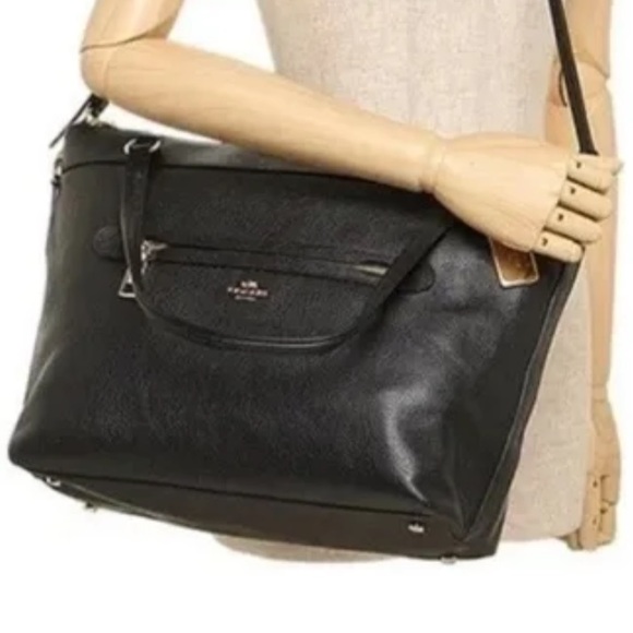 COACH TOTE, TYLER PEBBLE LEATHER, BLACK & GOLD, CROSSBODY, UNBRANDED CHAIN - Picture 3 of 15